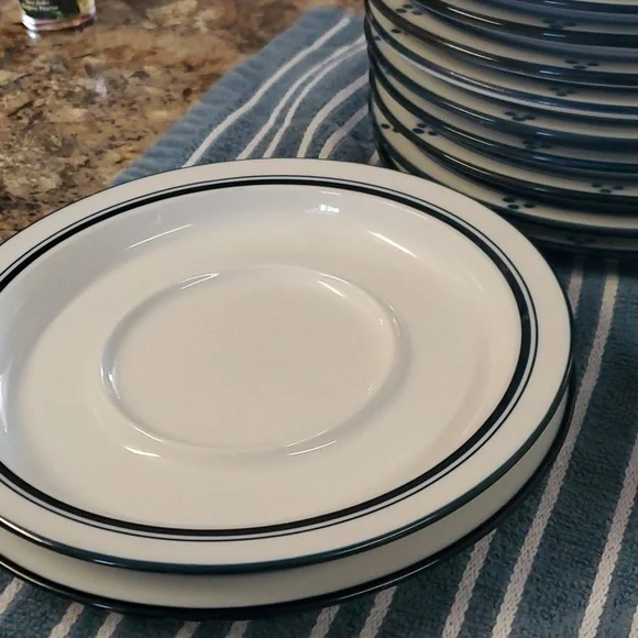 Dansk Bistro Fredriksborg Blue Coffee Mugs Saucers Cream Sugar Set of 30 - Picture 10 of 12